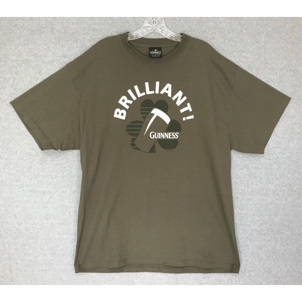 Guinness Beer Brilliant! T-Shirt Mens‎ XL Official Green Clover Beer Glass art
